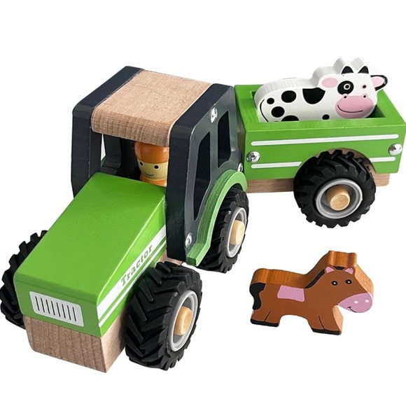 None Other - Wooden Tractor Toys for Toddlers 1-3, Baby Vehicle Toys Hand Push Car,Green